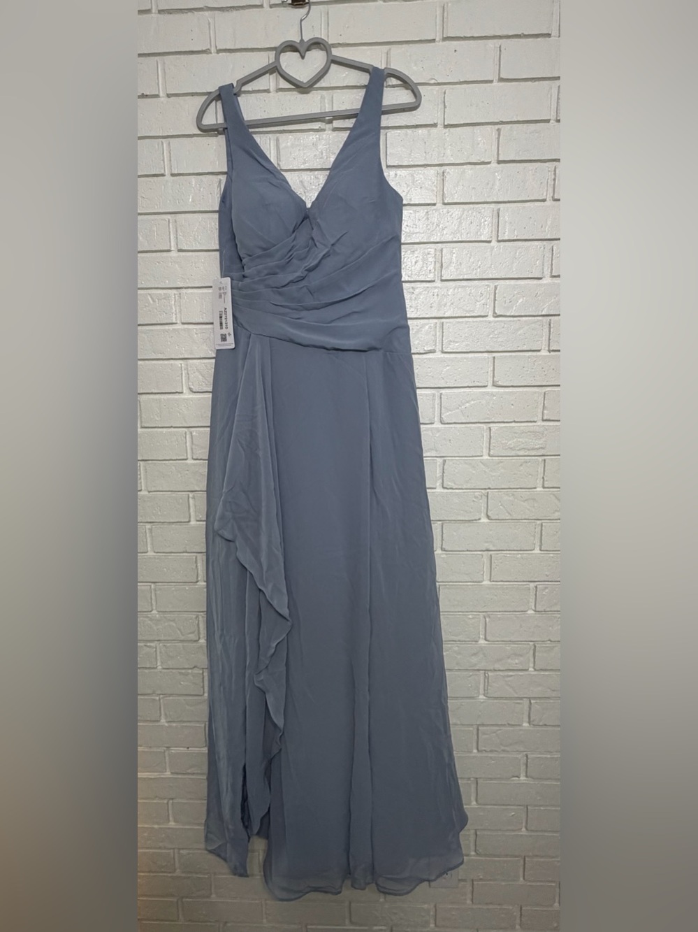 NWT Azazie Kori Dusty Blue Chiffon Bridesmaid Dress A8